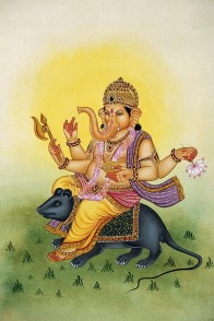 Lord Ganesh riding a mouse